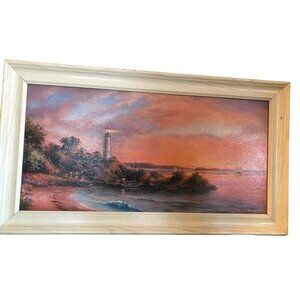 Klaus Strubel Cape Paradise Signed Framed Acrylic Canvas Coastal Landscape 27X16